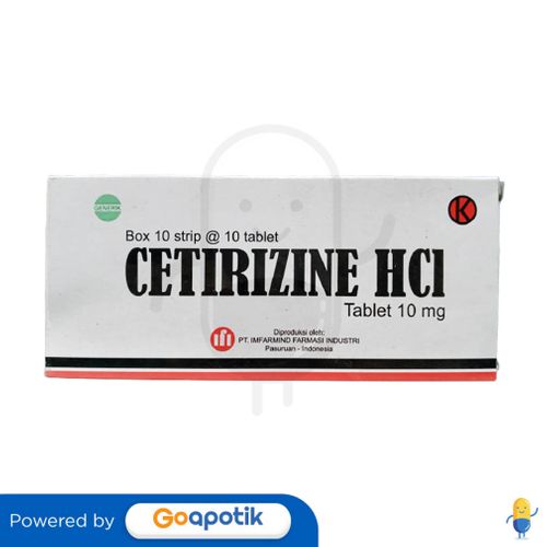 CETIRIZINE HYDROCHLORIDE IMFARMIND 10 MG BOX 100 TABLET