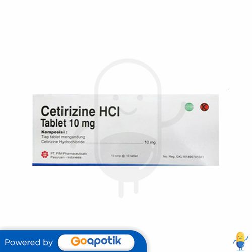 CETIRIZINE HCL PIM 10 MG BOX 100 TABLET