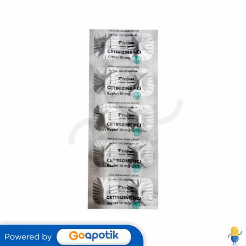 Cetirizine Hcl Triman 10 Mg Strip 10 Kaplet Kegunaan Efek Samping Dosis Dan Aturan Pakai