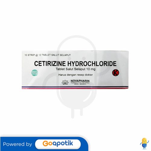 CETIRIZINE HYDROCHLORIDE NOVAPHARIN 10 MG BOX 100 TABLET