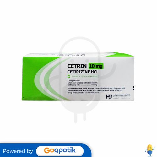 CETRIN 10 MG BOX 100 TABLET - Kegunaan, Efek Samping, Dosis dan Aturan ...