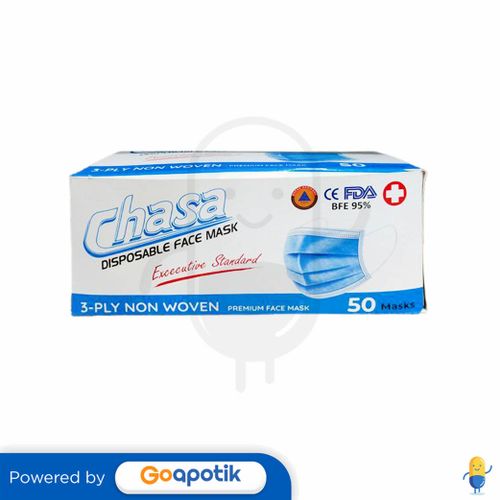 CHASA DISPOSABLE FACE MASK EARLOOP BIRU BOX 50 PCS