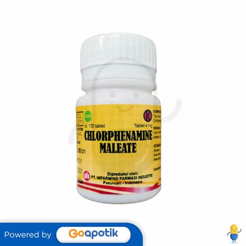 CHLORPHENAMINE MALEATE IMFARMIND 4 MG BOTOL 100 TABLET