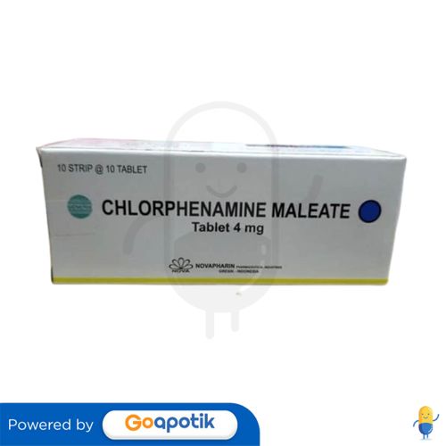 CHLORPHENAMINE MALEATE NOVAPHARIN 4 MG BOX 100 TABLET