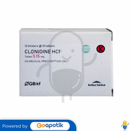 CLONIDINE HCL KIMIA FARMA 0.15 MG BOX 100 TABLET