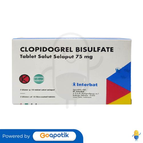 CLOPIDOGREL BISULFATE INTERBAT 75 MG BOX 30 TABLET