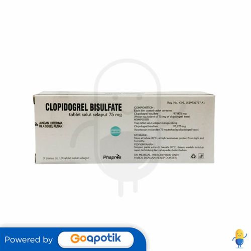 CLOPIDOGREL BISULFATE PHAPROS 75 MG BOX 30 TABLET