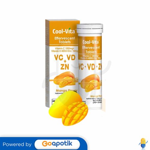 COOL-VITA VC+VD+ZN RASA MANGO TUBE 12 TABLET EFFERVESCENT