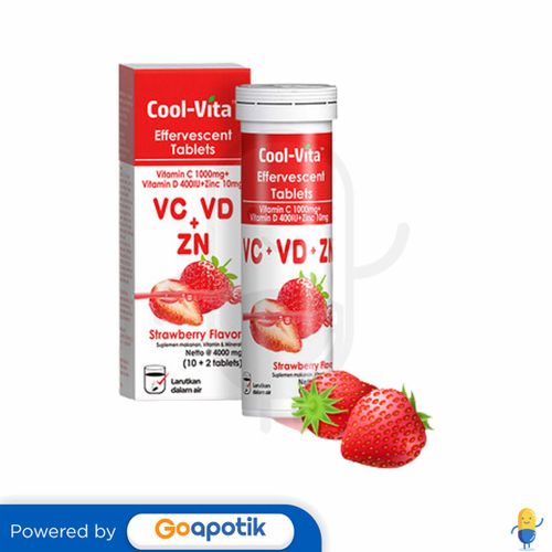 COOL-VITA VC+VD+ZN RASA STRAWBERRY TUBE 12 TABLET EFFERVESCENT