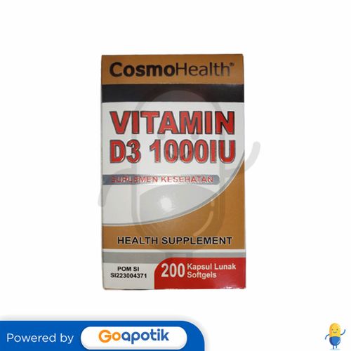 COSMOHEALTH VITAMIN D3 1000 IU BOTOL 200 KAPSUL Kegunaan, Efek