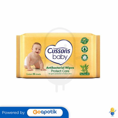 CUSSONS BABY ANTIBACTERIAL WIPES PROTECT CARE PACK 50 SHEETS