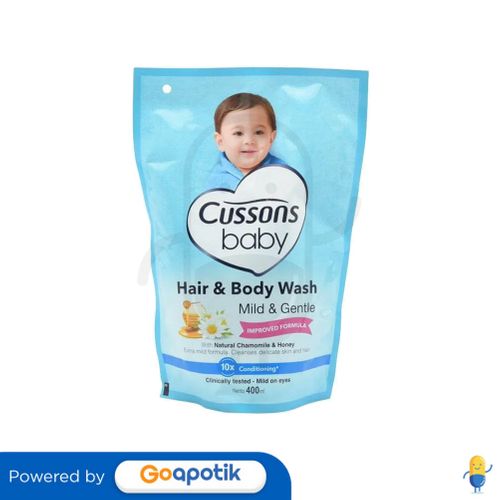 CUSSONS BABY HAIR & BODY WASH MILD AND GENTLE 400 ML POUCH