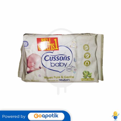 CUSSONS BABY WIPES PURE & GENTLE PACK 50 SHEETS (BUY 1 GET 1)