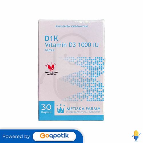 D1K VITAMIN D3 1000 IU BOTOL 30 KAPSUL Kegunaan, Efek Samping, Dosis