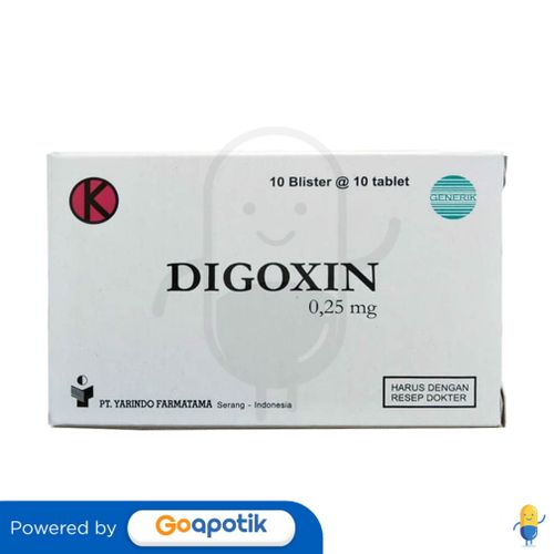 DIGOXIN YARINDO 0.25 MG BOX 100 TABLET - Kegunaan, Efek Samping, Dosis ...