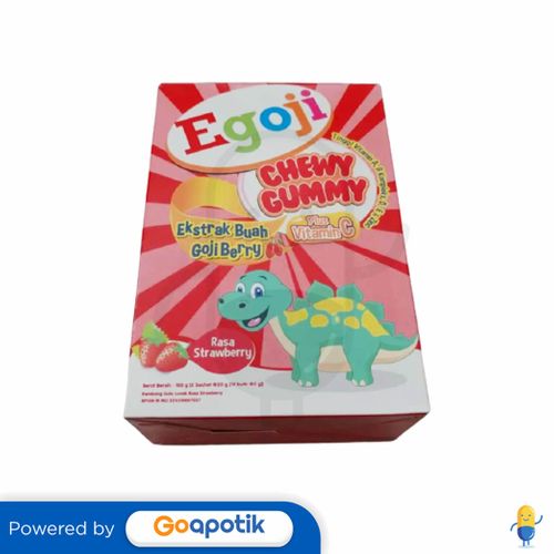 EGOJI CHEWY GUMMY RASA STRAWBERRY 20 GRAM BOX 5 SACHET