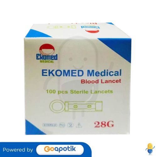 EKOMED MEDICAL BLOOD LANCET 28G BOX 100 PCS