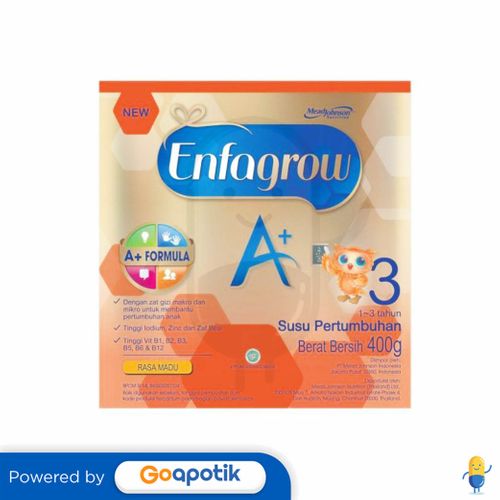 ENFAGROW A+ 3 USIA 1-3 TAHUN RASA MADU 400 GRAM BOX