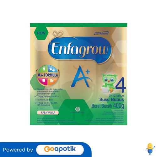 ENFAGROW A+ 4 USIA 3-12 TAHUN RASA VANILA 400 GRAM BOX