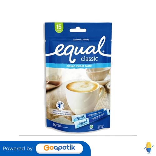 EQUAL CLASSIC SWEETENER 1 GRAM POUCH 15 STICKS