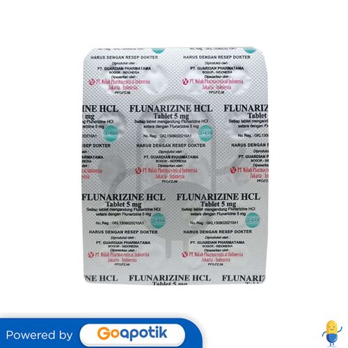 FLUNARIZINE HCL GUARDIAN 5 MG STRIP 20 TABLET