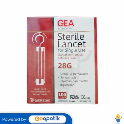 GEA MEDICAL STERILE LANCET 28G BOX 100 PCS