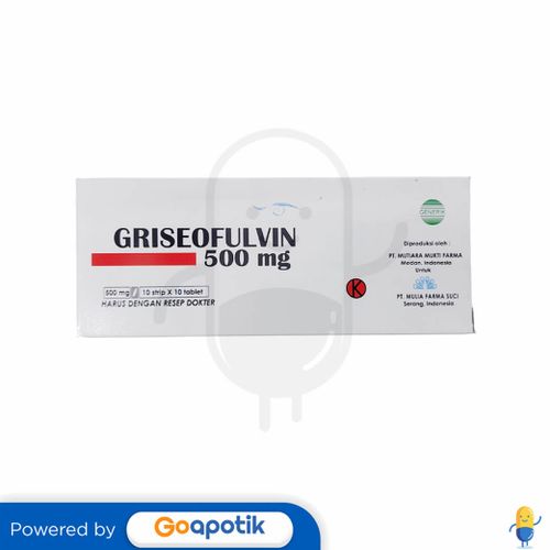 GRISEOFULVIN MULIA FARMA 500 MG BOX 100 TABLET Kegunaan, Efek Samping