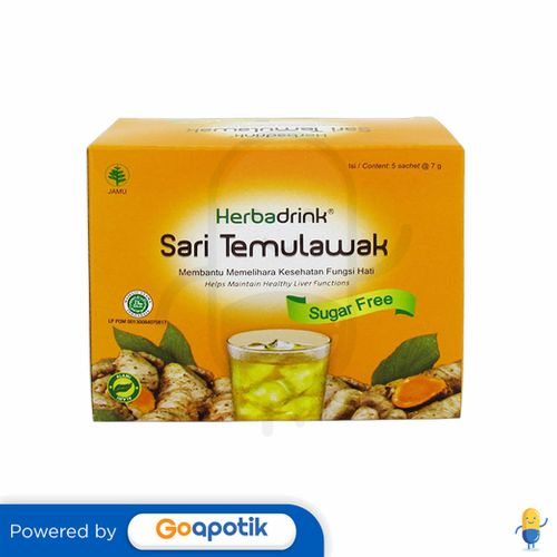 HERBADRINK SARI TEMULAWAK SUGAR FREE 7 GRAM BOX 5 SACHET