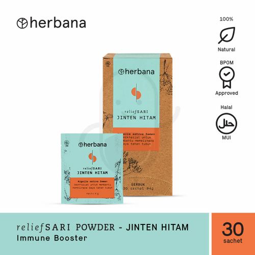 HERBANA RELIEF SARI POWDER JINTEN HITAM 4 GRAM BOX 30 SACHET Kegunaan