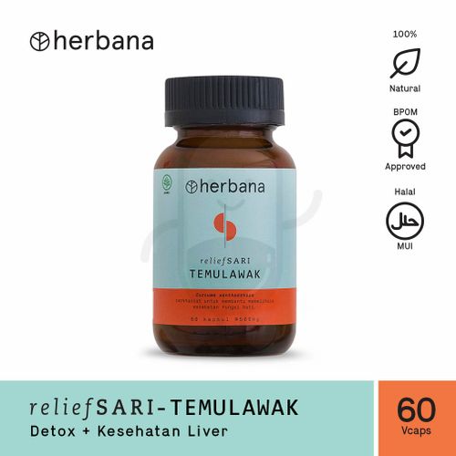 HERBANA RELIEF SARI TEMULAWAK BOTOL 60 KAPSUL Kegunaan, Efek Samping, Dosis dan Aturan Pakai