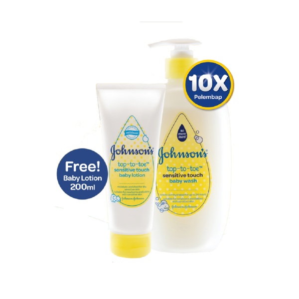 JOHNSON'S BABY SENSITIVE TOUCH WASH 500ML GRATIS LOTION 200ML