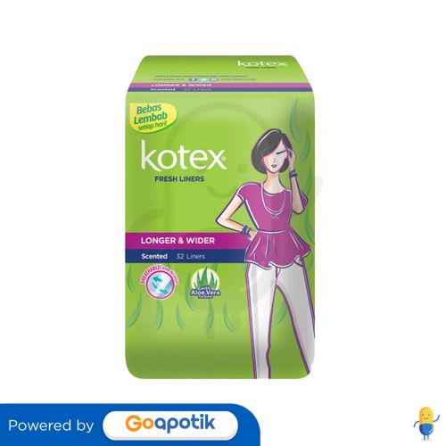 KOTEX FRESH LINER LONGER AND WIDER ALOE VERA ISI 32 PCS