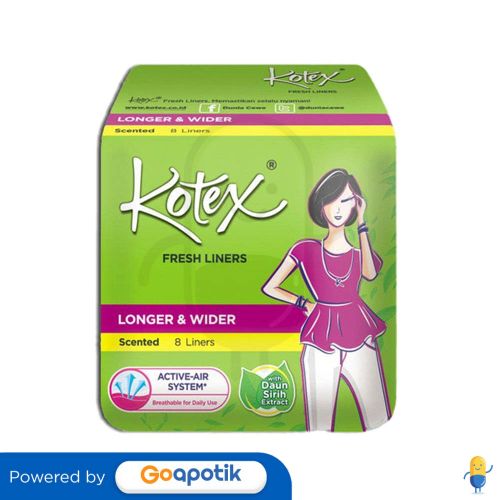 KOTEX FRESH LINER LONGER AND WIDER ANTI BACTERIAL ISI 32 PCS