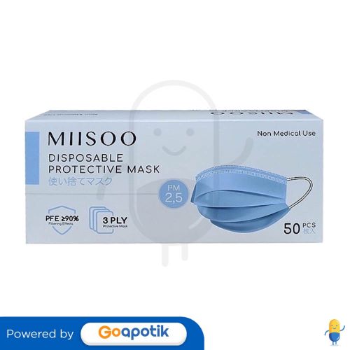 MIISOO DISPOSABLE FACE MASK EARLOOP HITAM BOX 50 PCS