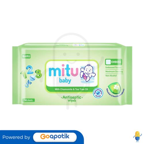 MITU BABY ANTISEPTIC WIPES REFRESHING LIME PACK 50 SHEET