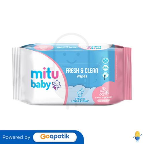 MITU BABY FRESH AND CLEAN WIPES BLOOMING CHERRY PACK 20 SHEET