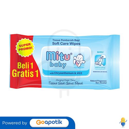 MITU BABY WIPES BLUE PACK 50 PCS (PROMO BELI 1 GRATIS 1)