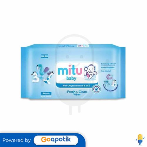 MITU BABY WIPES FRESH & CLEAN BLUE PACK 50 PCS