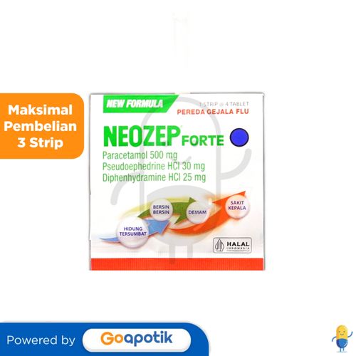 NEOZEP FORTE STRIP 4 TABLET / OBAT FLU