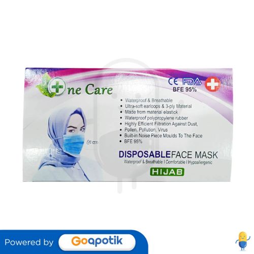 ONECARE 3PLY DISPOSABLE MASK HIJAB BOX 50 PCS