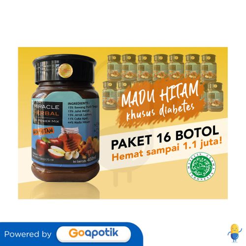 PAKET 16 BOTOL MIRACLE HERBAL MADU HITAM 400 ML