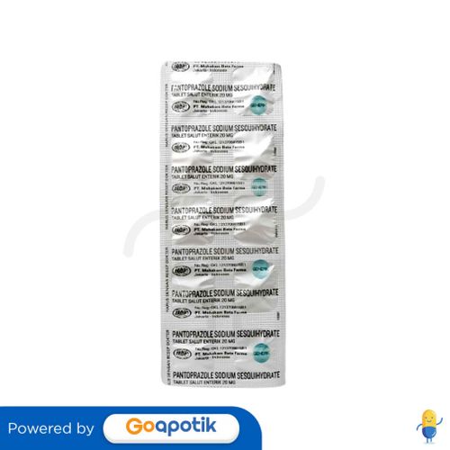 PANTOPRAZOLE SODIUM SESQUIHYDRATE MAHAKAM 20 MG STRIP 10 TABLET