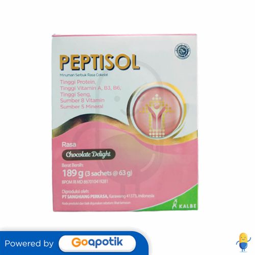 PEPTISOL RASA CHOCOLATE DELIGHT 63 GRAM BOX 3 SACHET (189 GRAM)