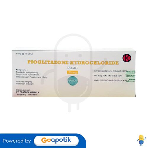 PIOGLITAZONE HYDROCHLORIDE PRATAPA 15 MG BOX 30 TABLET