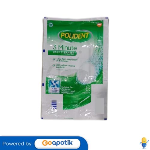 POLIDENT 3 MINUTE DENTURE CLEANSER PACK 6 TABLET