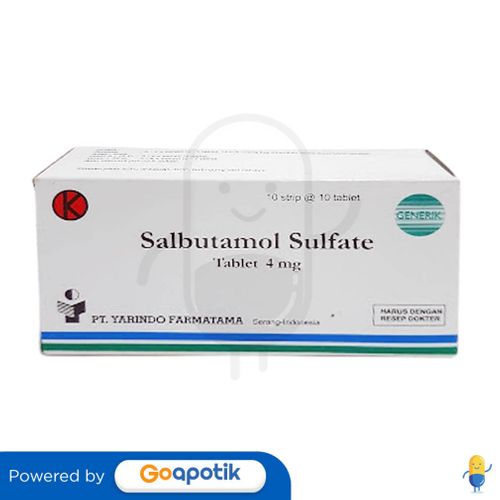 SALBUTAMOL SULFATE YARINDO 4 MG BOX 100 TABLET