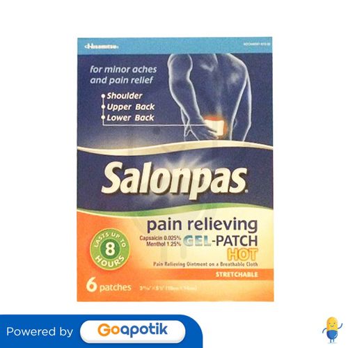 SALONPAS PAIN RELIEVING HOT GEL PATCH BOX 6 PCS