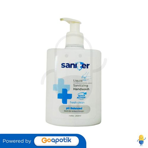 SANITER LIQUID HANDSANITIZING HANDWASH FRESH CLEAN 250 ML BOTOL