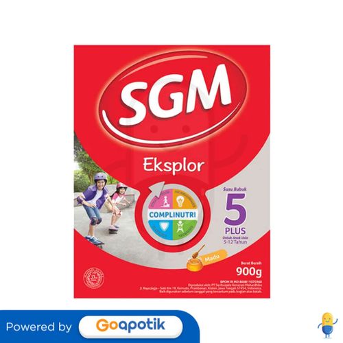 SGM EKSPLOR 5+ SUSU BUBUK ANAK USIA 5-12 TAHUN RASA MADU 900 GRAM BOX