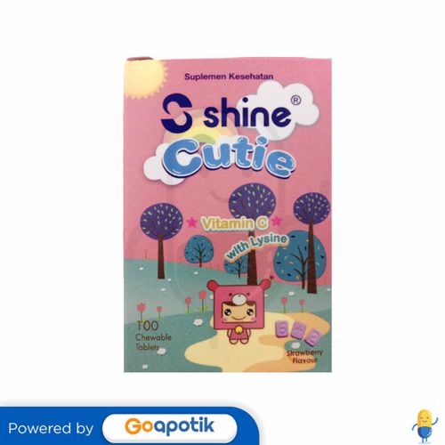 SHINE CUTIE VITAMIN C WITH LYSINE CHEWABLE STRAWBERRY BOTOL 100 TABLET